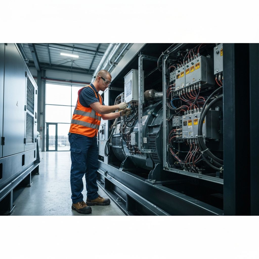 Técnico trabalhando em gerador